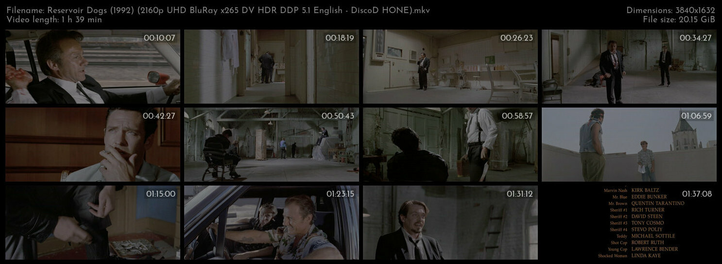 Reservoir Dogs 1992 2160p UHD BluRay x265 DV HDR DDP 5 1 English DiscoD HONE TGx