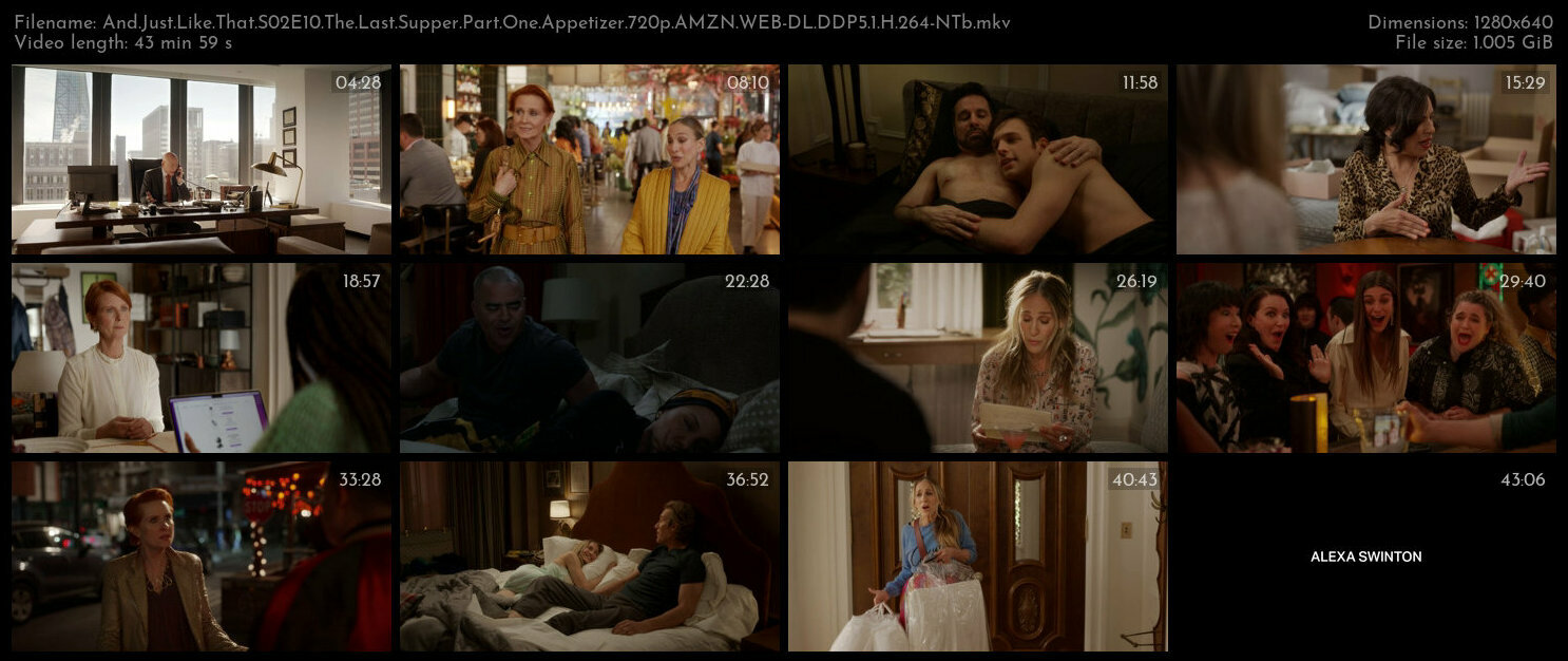 And Just Like That S02E10 The Last Supper Part One Appetizer 720p AMZN WEB DL DDP5 1 H 264 NTb TGx