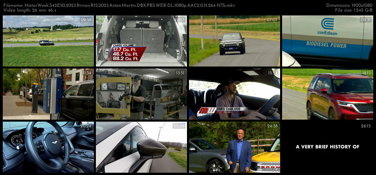 MotorWeek S42E50 2023 Rivian R1S 2023 Aston Martin DBX PBS WEB DL 1080p AAC2 0 H 264 NTb TGx