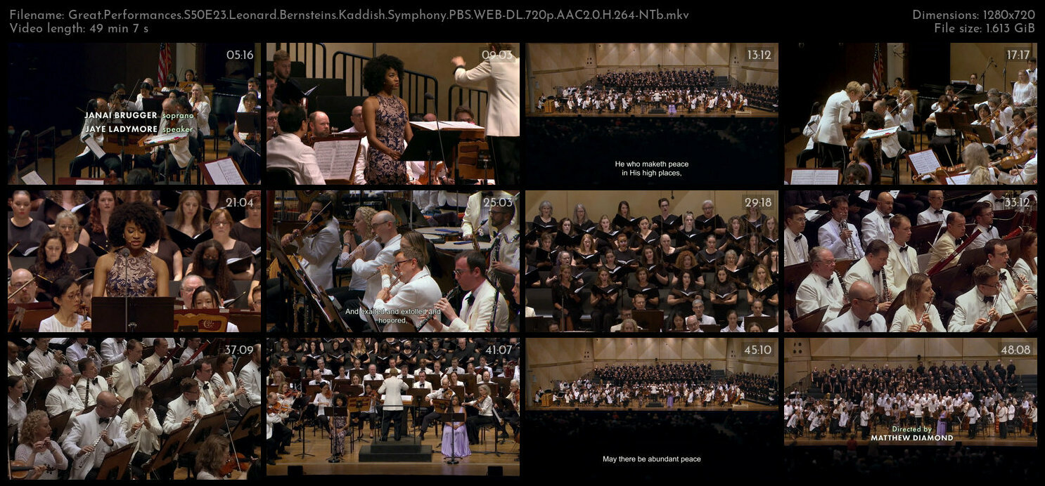 Great Performances S50E23 Leonard Bernsteins Kaddish Symphony PBS WEB DL 720p AAC2 0 H 264 NTb TGx