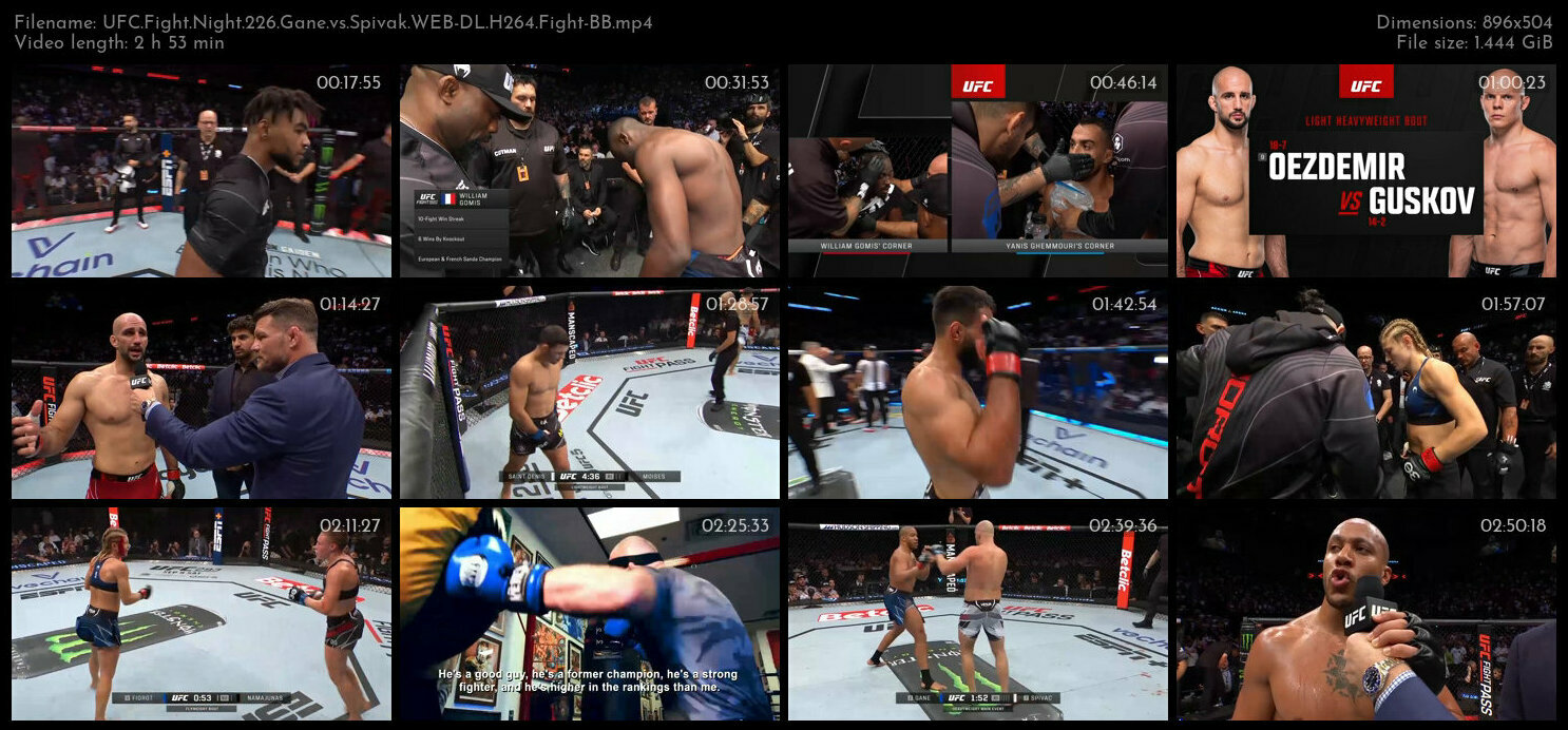 UFC Fight Night 226 Gane vs Spivak WEB DL H264 Fight BB