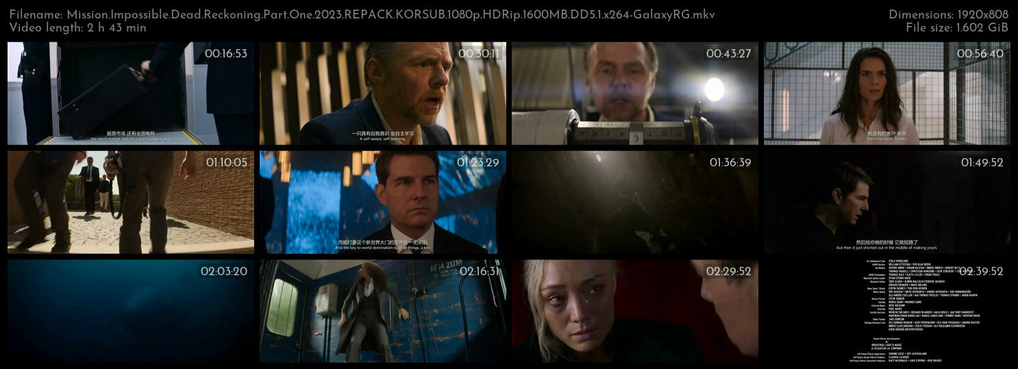 Mission Impossible Dead Reckoning Part One 2023 REPACK KORSUB 1080p HDRip 1600MB DD5 1 x264 GalaxyRG