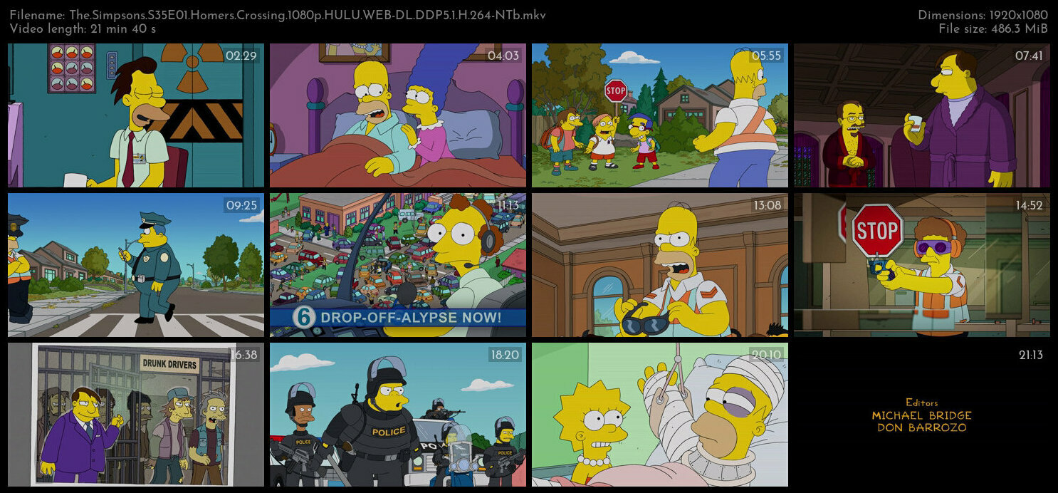 The Simpsons S35E01 Homers Crossing 1080p HULU WEB DL DDP5 1 H 264 NTb TGx