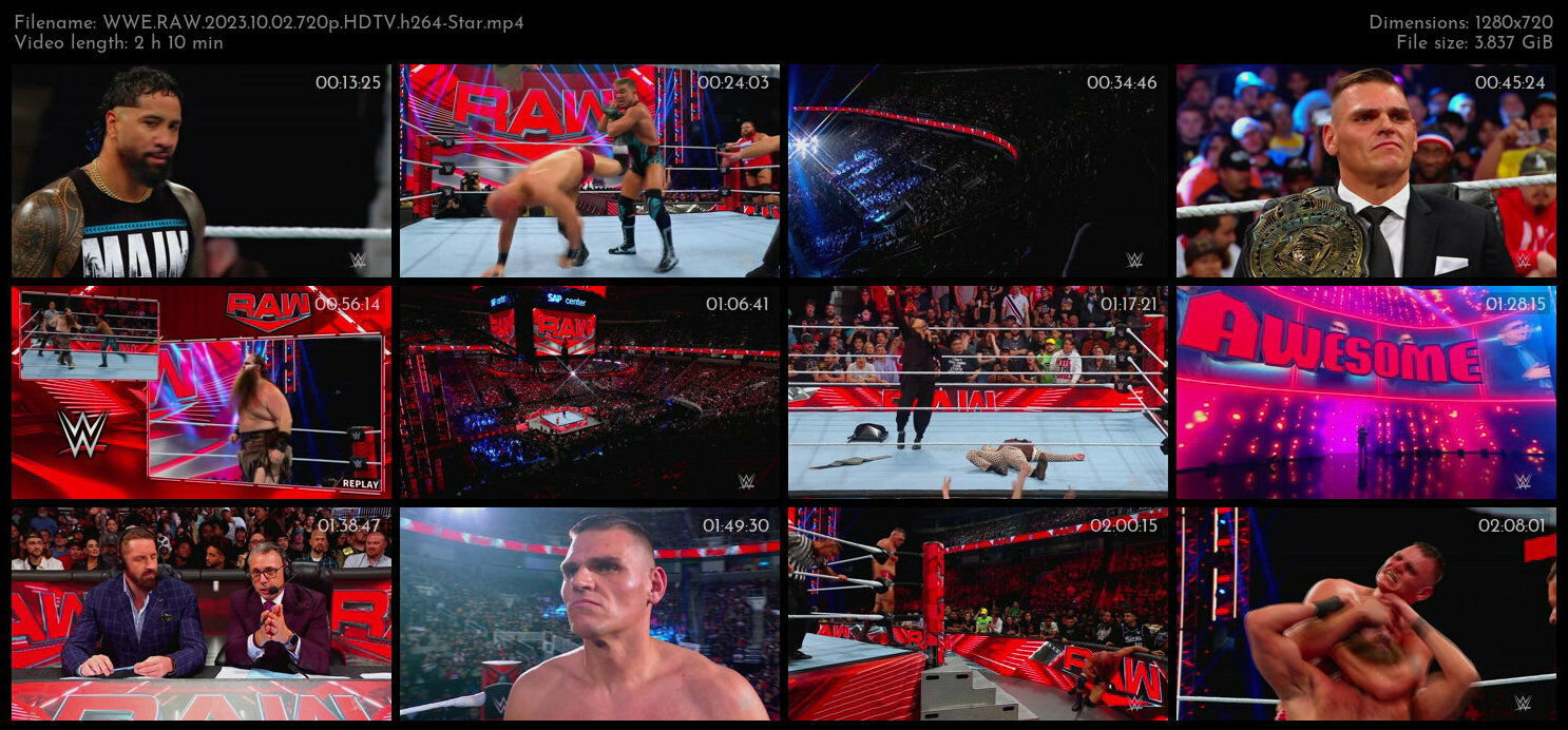 WWE RAW 2023 10 02 720p HDTV h264 Star TGx