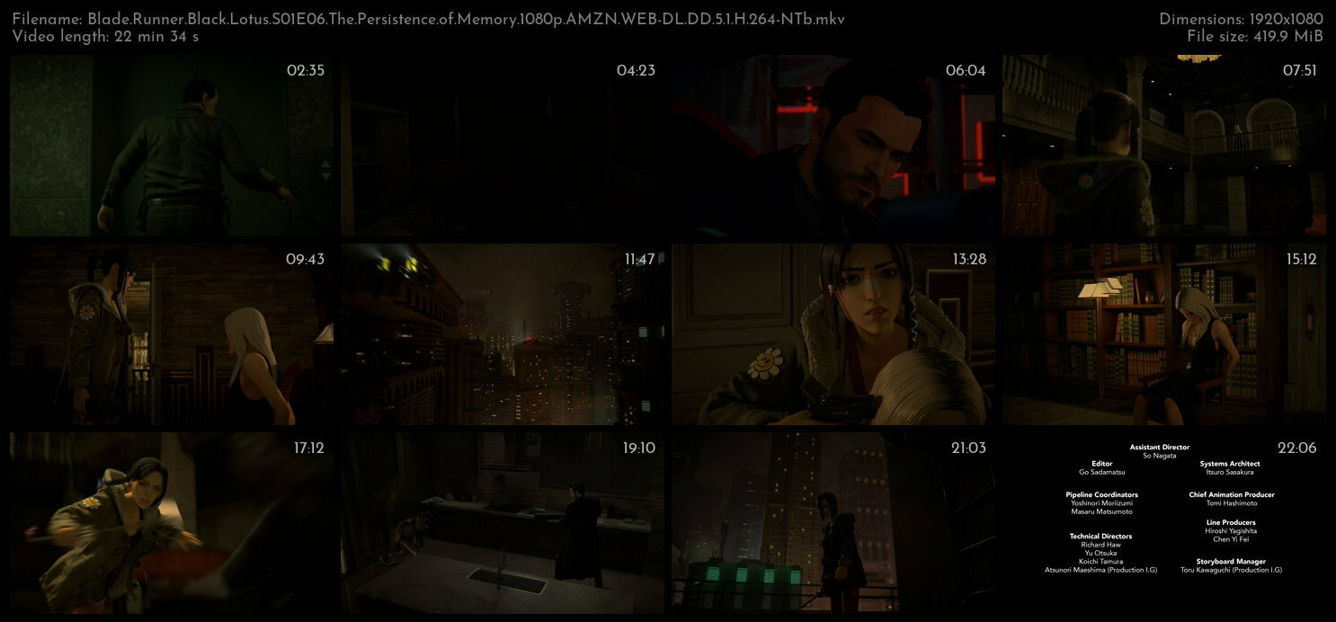 Blade Runner Black Lotus S01E06 The Persistence of Memory 1080p AMZN WEB DL DD 5 1 H 264 NTb TGx