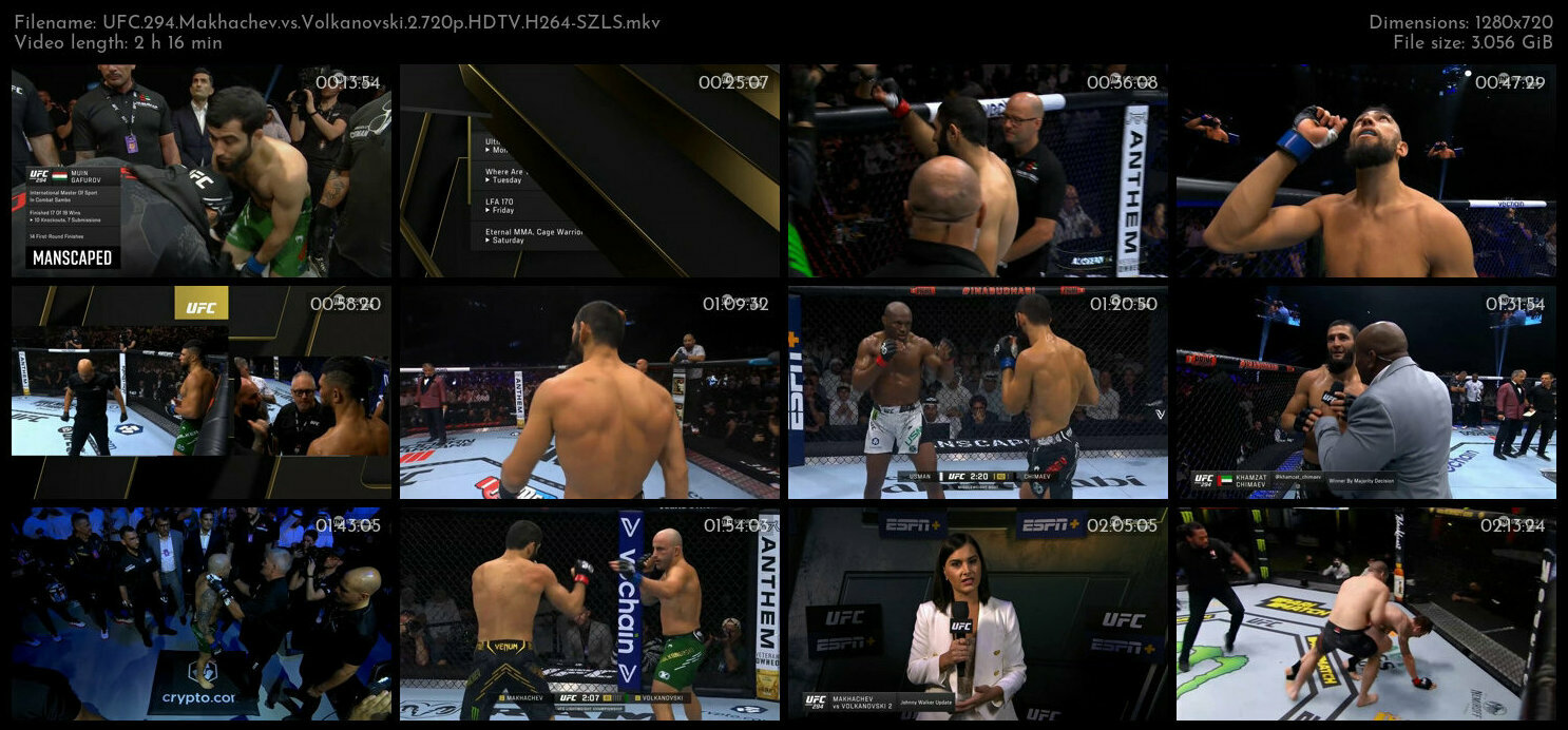 UFC 294 Makhachev vs Volkanovski 2 720p HDTV H264 SZLS TGx