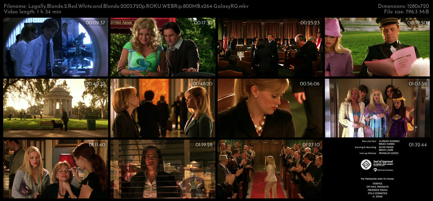 Legally Blonde 2 Red White and Blonde 2003 720p ROKU WEBRip 800MB x264 GalaxyRG