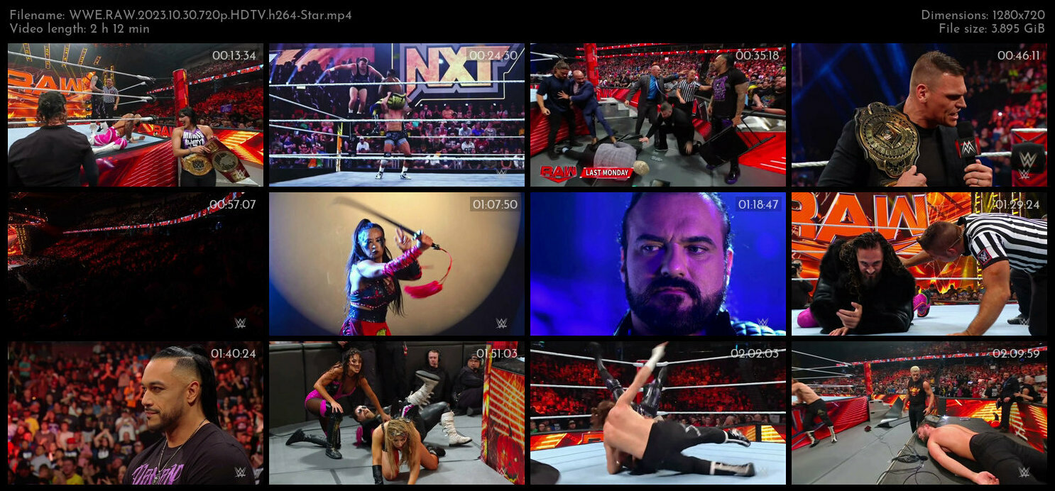 WWE RAW 2023 10 30 720p HDTV h264 Star TGx