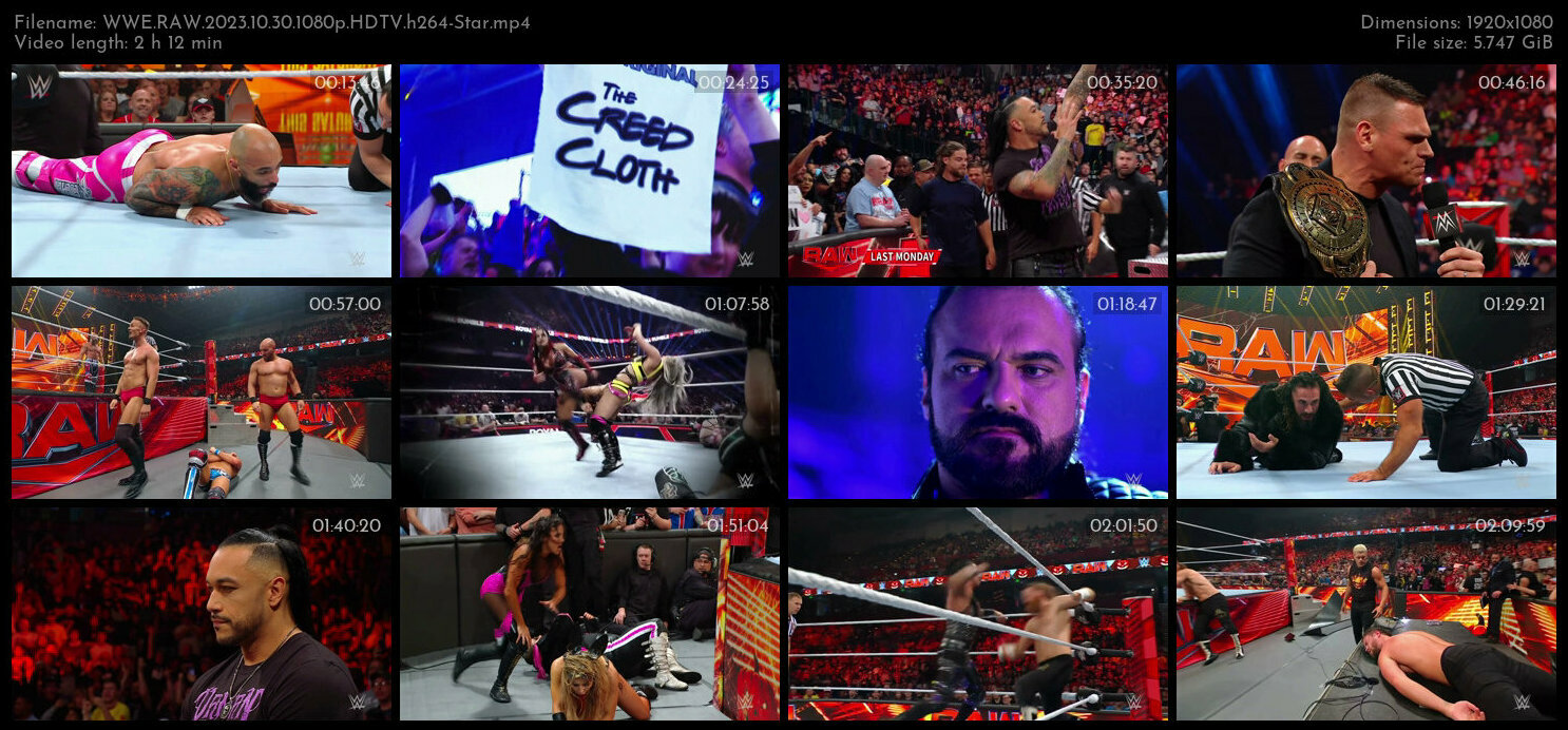 WWE RAW 2023 10 30 1080p HDTV h264 Star TGx
