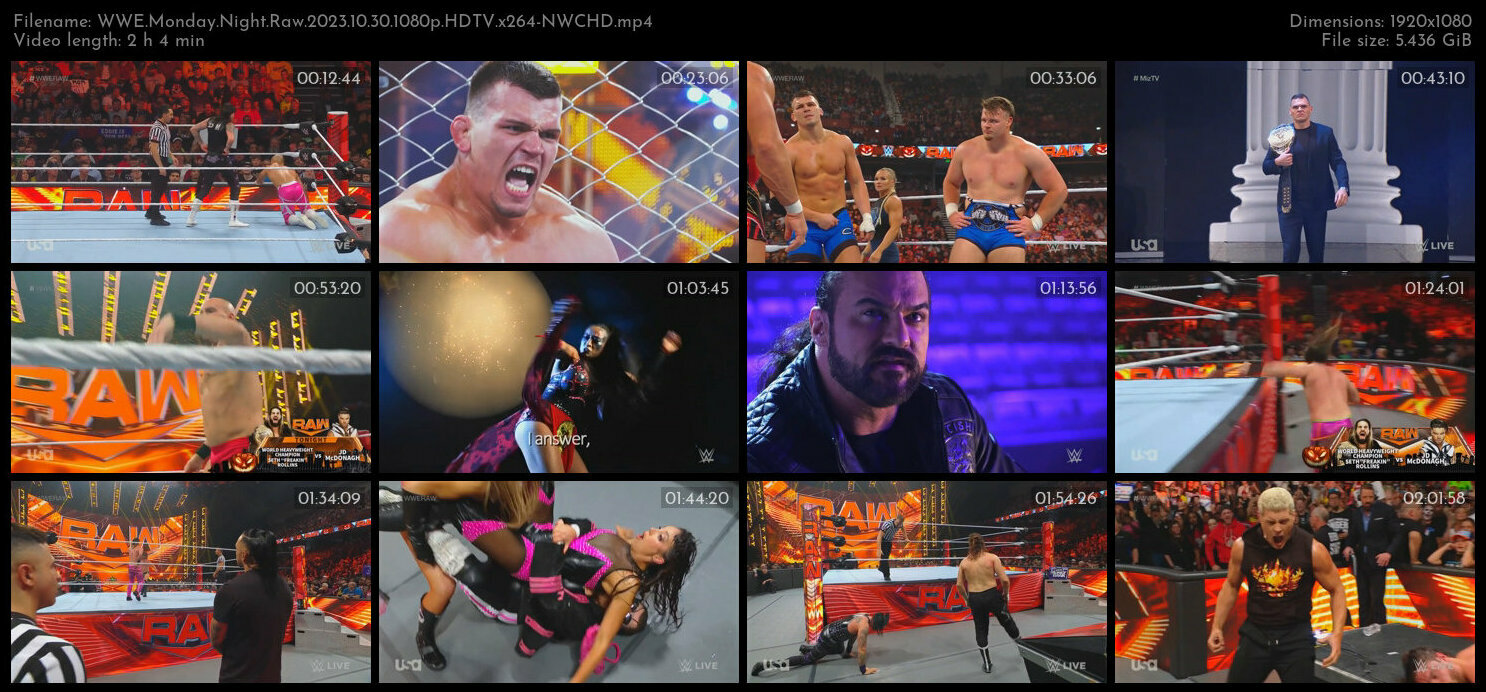WWE Monday Night Raw 2023 10 30 1080p HDTV x264 NWCHD TGx