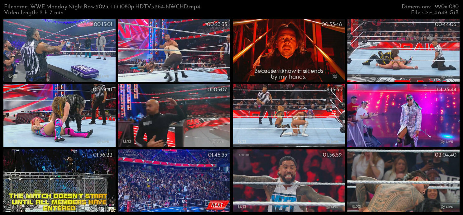 WWE Monday Night Raw 2023 11 13 1080p HDTV x264 NWCHD TGx