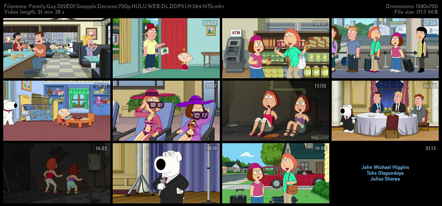 Family Guy S22E07 Snapple Decision 720p HULU WEB DL DDP5 1 H 264 NTb TGx