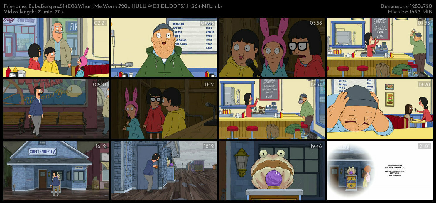 Bobs Burgers S14E08 Wharf Me Worry 720p HULU WEB DL DDP5 1 H 264 NTb TGx