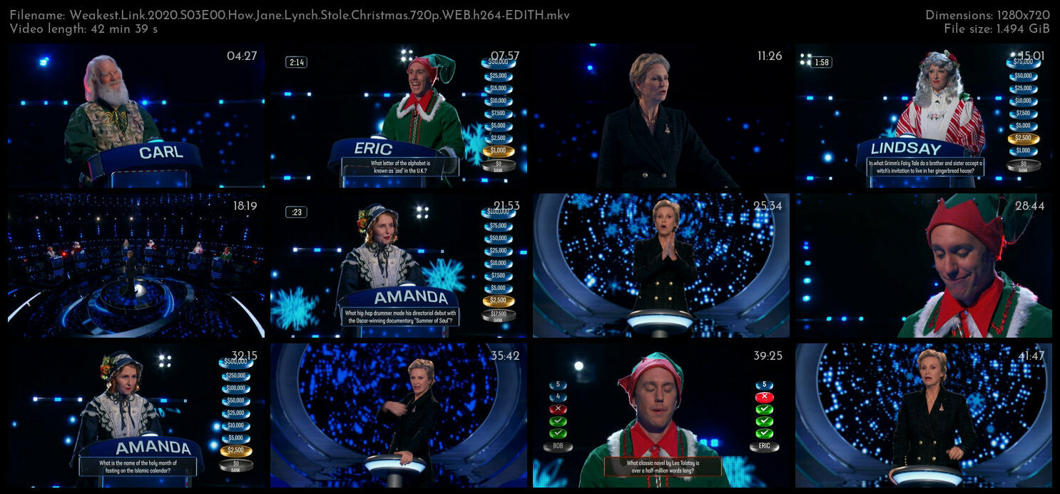 Weakest Link 2020 S03E00 How Jane Lynch Stole Christmas 720p WEB h264 EDITH TGx