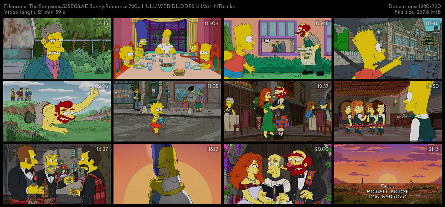 The Simpsons S35E08 AE Bonny Romance 720p HULU WEB DL DDP5 1 H 264 NTb TGx