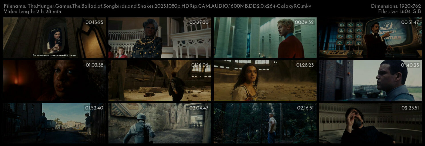 The Hunger Games The Ballad of Songbirds and Snakes 2023 1080p HDRip CAM AUDIO 1600MB DD2 0 x264 Gal