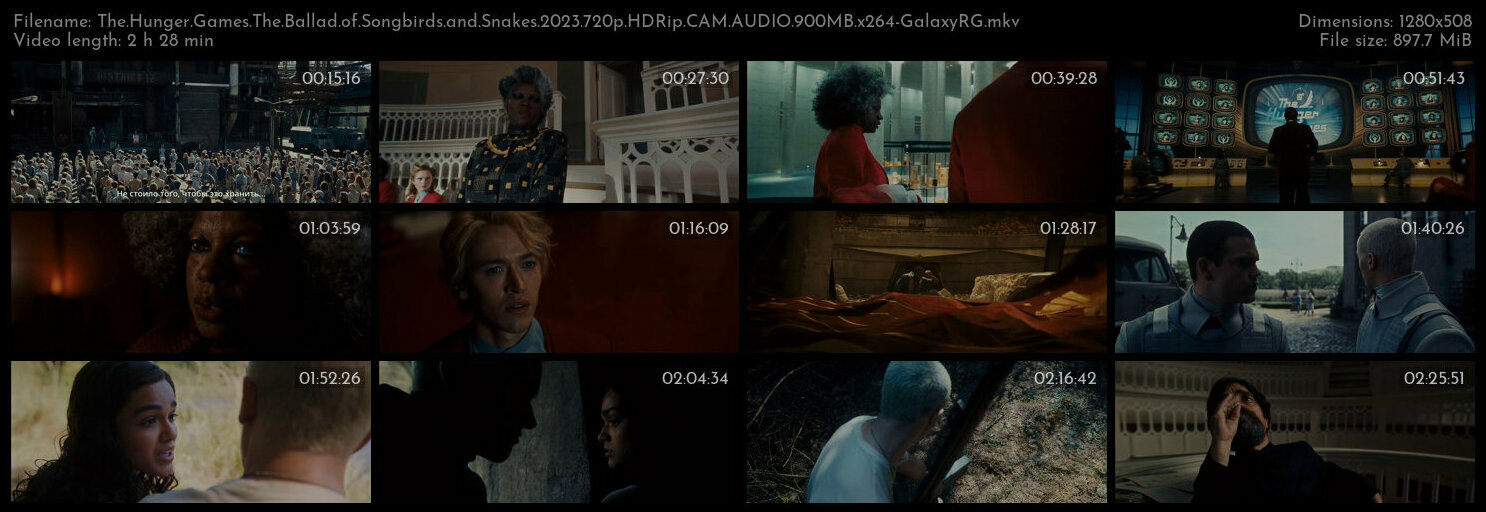 The Hunger Games The Ballad of Songbirds and Snakes 2023 720p HDRip CAM AUDIO 900MB x264 GalaxyRG
