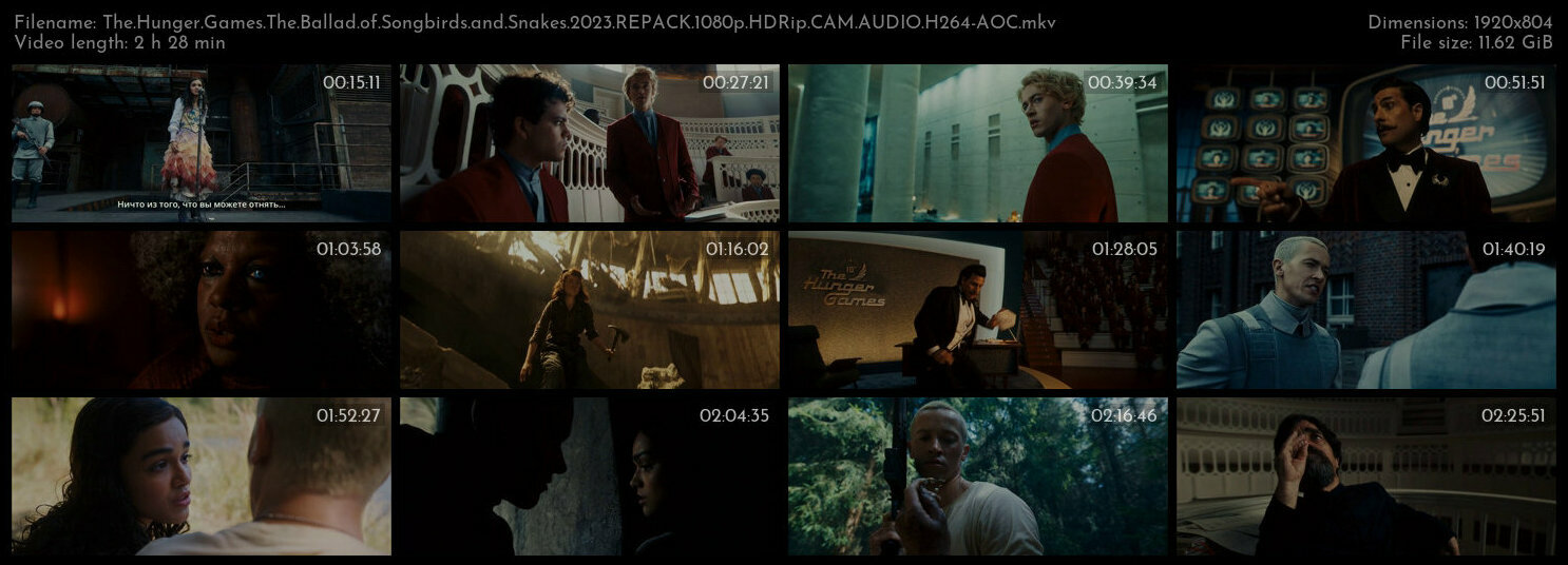 The Hunger Games The Ballad of Songbirds and Snakes 2023 REPACK 1080p HDRip CAM AUDIO H264 AOC TGx