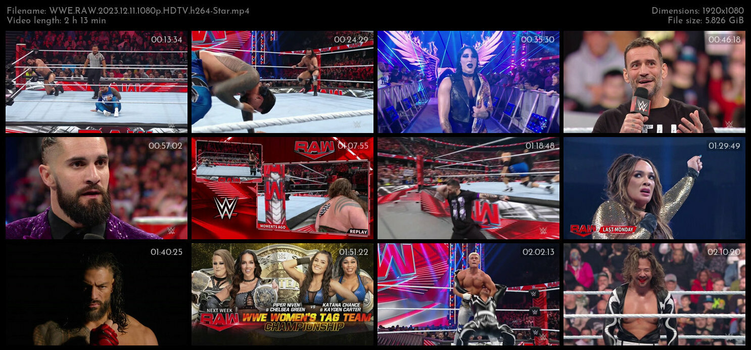 WWE RAW 2023 12 11 1080p HDTV h264 Star TGx