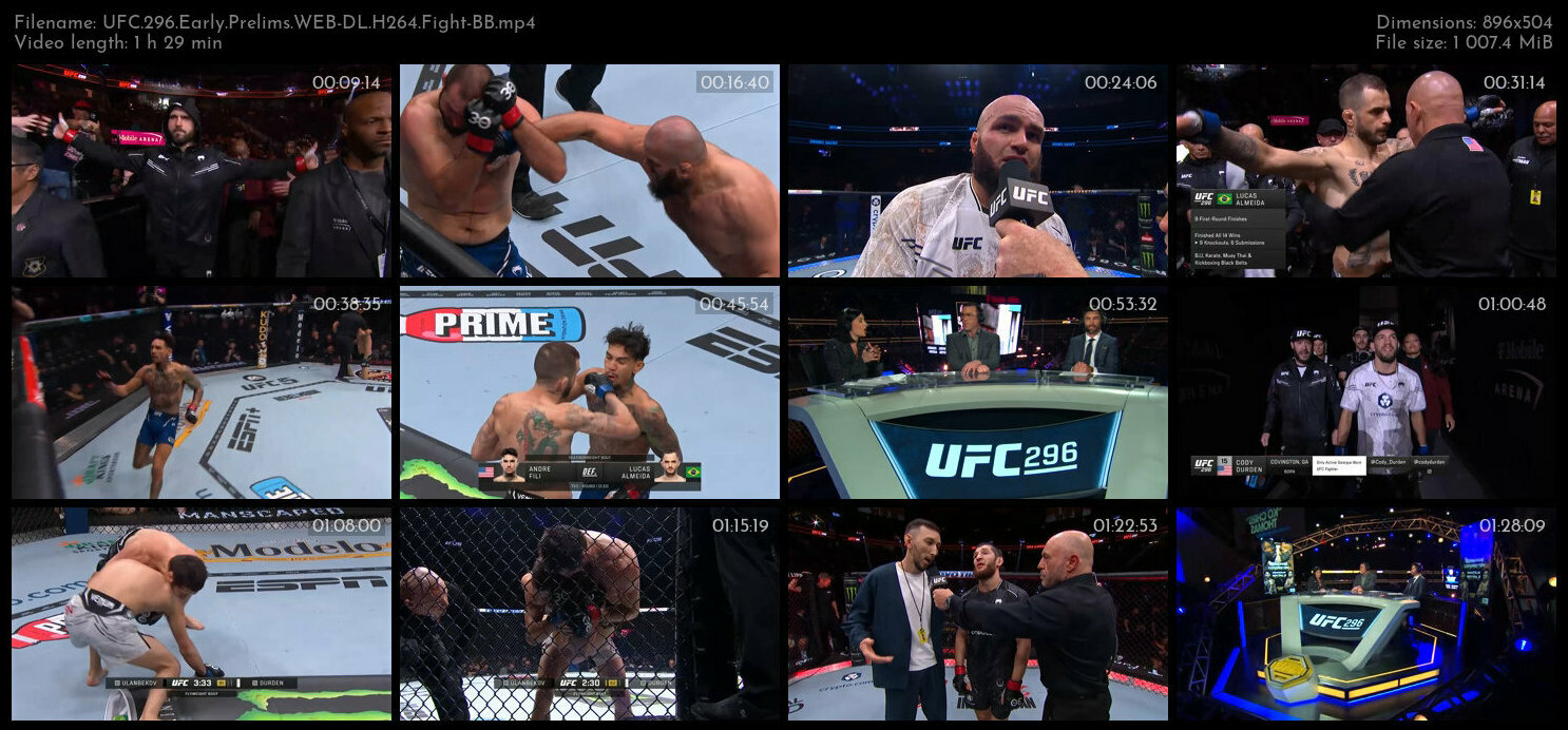 UFC 296 Early Prelims WEB DL H264 Fight BB