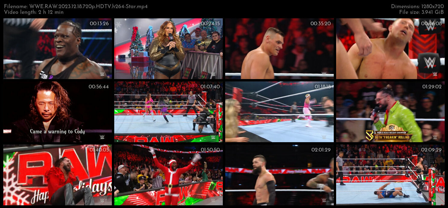 WWE RAW 2023 12 18 720p HDTV h264 Star TGx