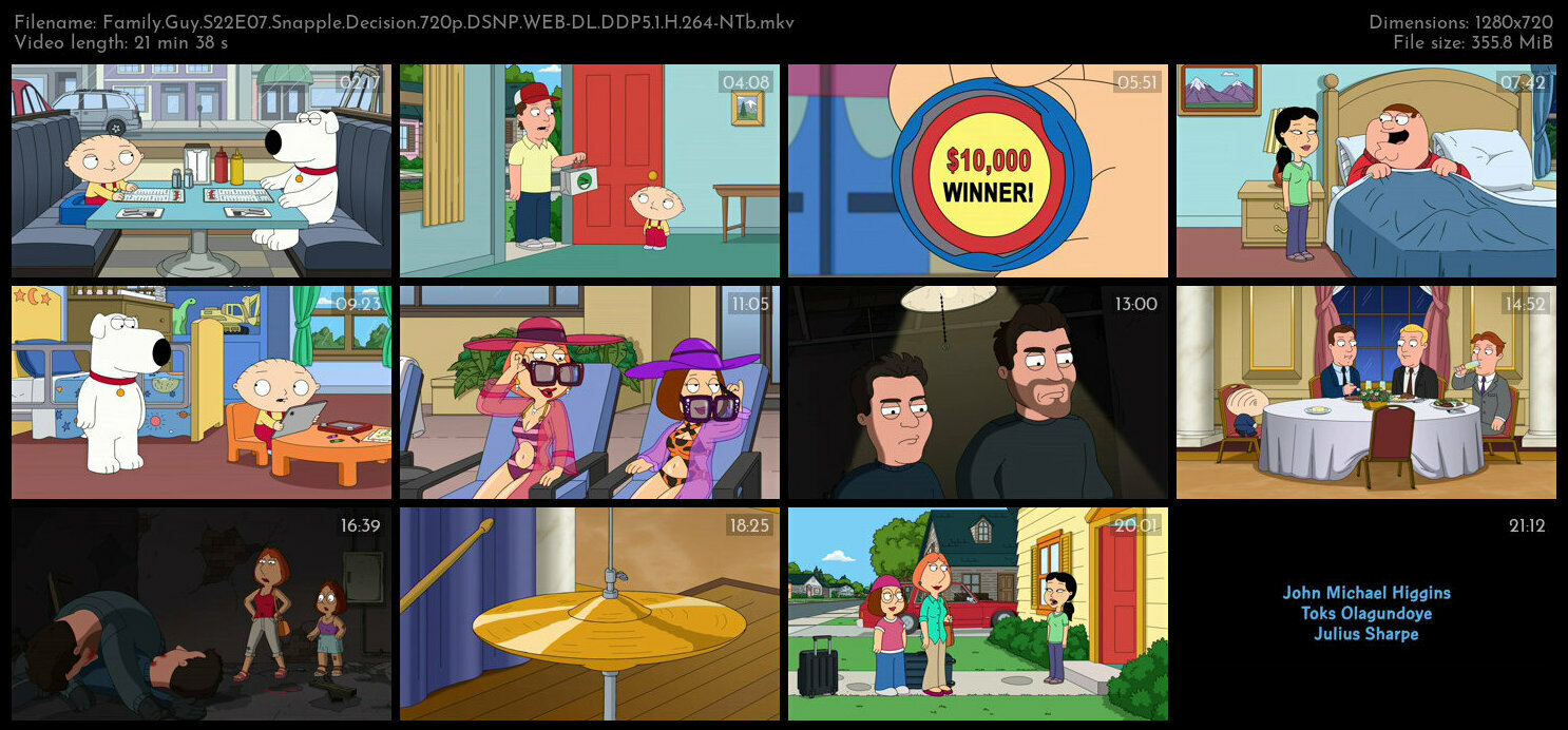 Family Guy S22E07 Snapple Decision 720p DSNP WEB DL DDP5 1 H 264 NTb TGx