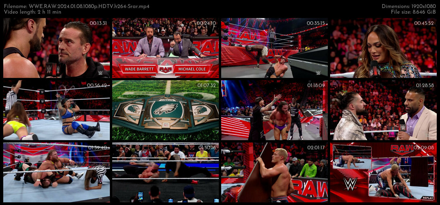 WWE RAW 2024 01 08 1080p HDTV h264 Srar TGx