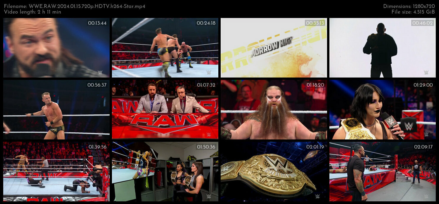 WWE RAW 2024 01 15 720p HDTV h264 Star TGx