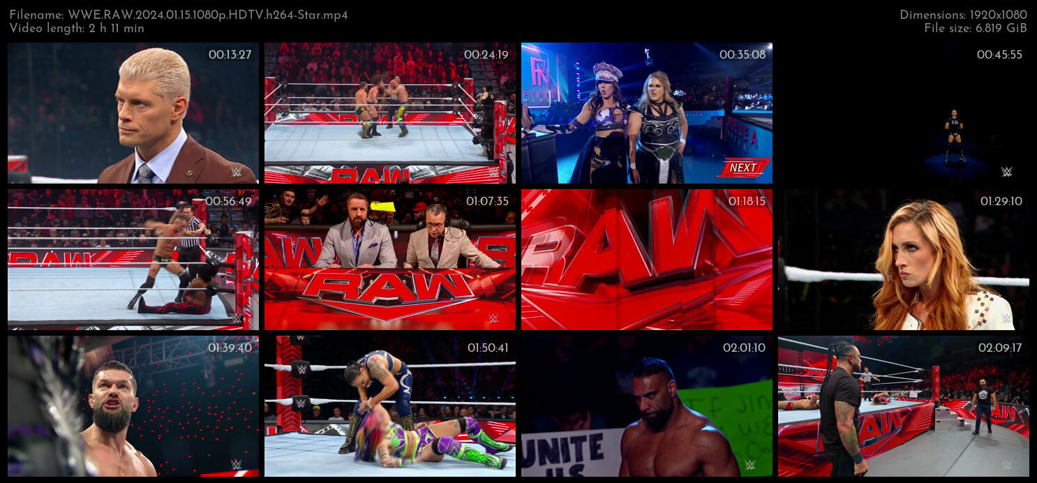 WWE RAW 2024 01 15 1080p HDTV h264 Star TGx