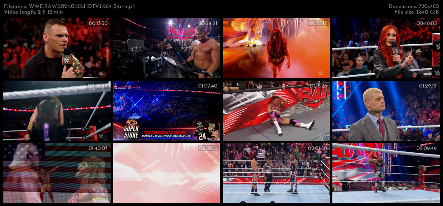 WWE RAW 2024 01 22 HDTV h264 Star TGx