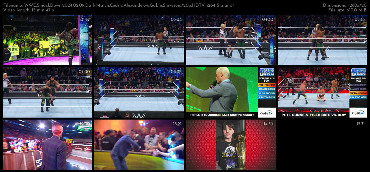 WWE SmackDown 2024 02 09 Dark Match Cedric Alexander vs Gable Steveson 720p HDTV h264 Star TGx