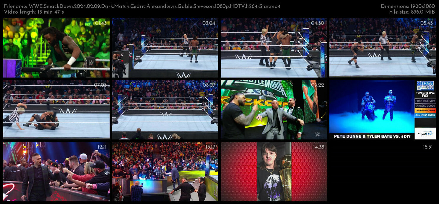 WWE SmackDown 2024 02 09 Dark Match Cedric Alexander vs Gable Steveson 1080p HDTV h264 Star TGx