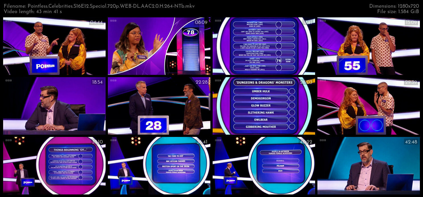 Pointless Celebrities S16E12 Special 720p WEB DL AAC2 0 H 264 NTb TGx