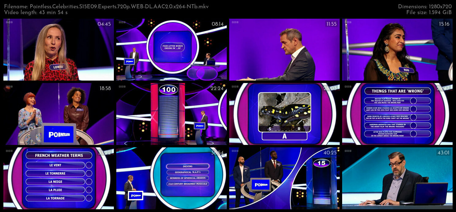 Pointless Celebrities S15E09 Experts 720p WEB DL AAC2 0 x264 NTb TGx