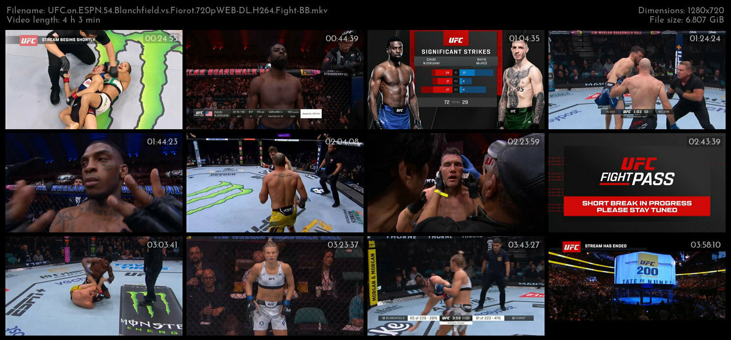 UFC on ESPN 54 Blanchfield vs Fiorot 720pWEB DL H264 Fight BB