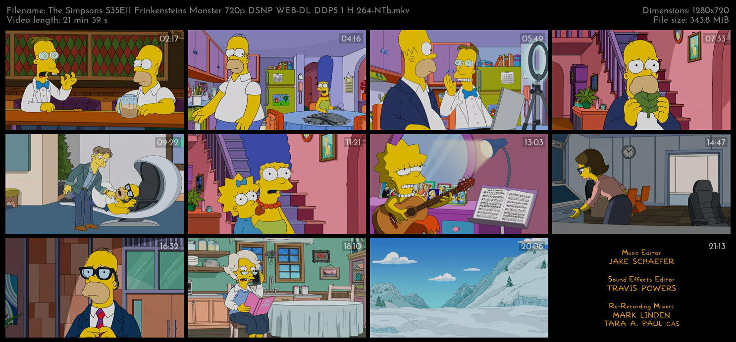 The Simpsons S35E11 Frinkensteins Monster 720p DSNP WEB DL DDP5 1 H 264 NTb TGx