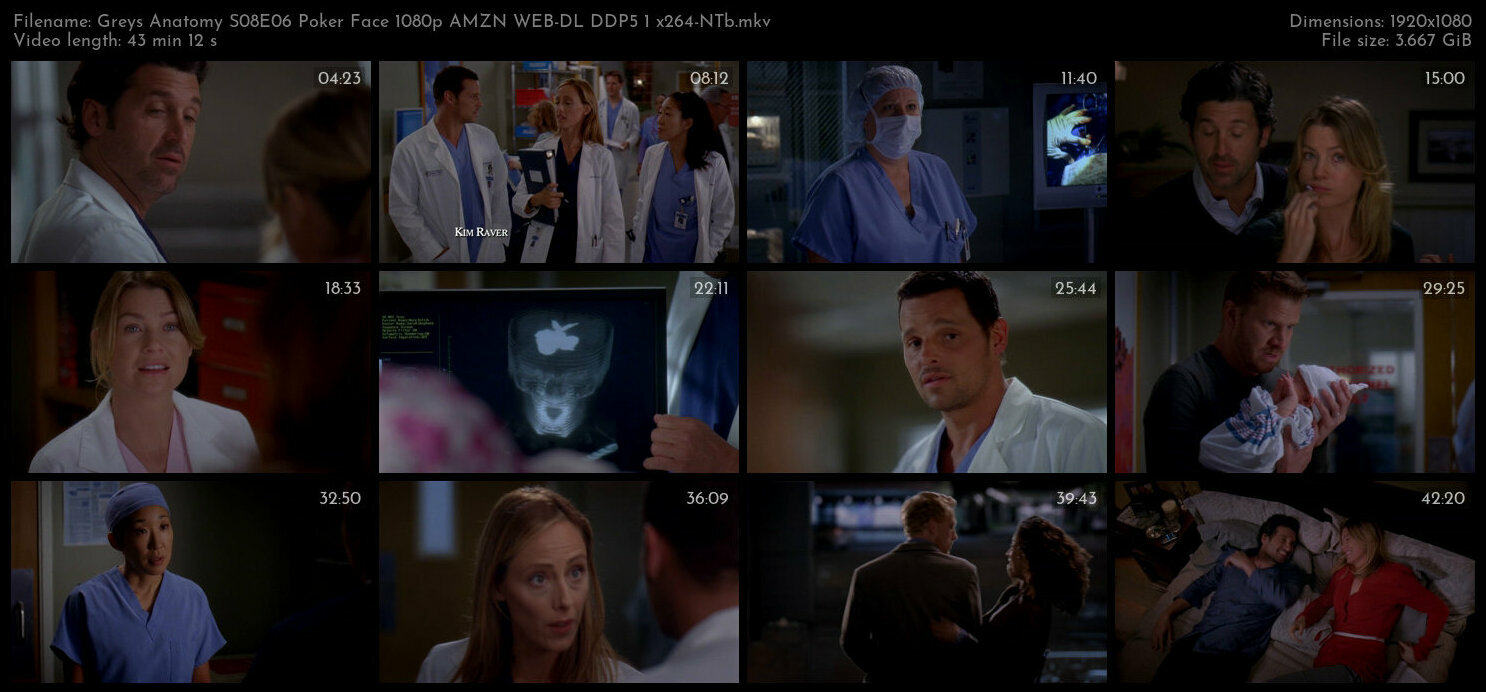 Greys Anatomy S08E06 Poker Face 1080p AMZN WEB DL DDP5 1 x264 NTb TGx