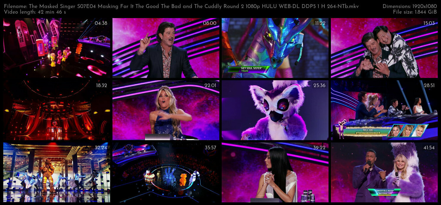 The Masked Singer S07E04 Masking For It The Good The Bad and The Cuddly Round 2 1080p HULU WEB DL DD
