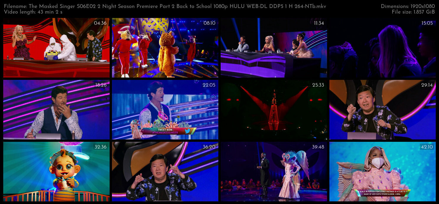 The Masked Singer S06E02 2 Night Season Premiere Part 2 Back to School 1080p HULU WEB DL DDP5 1 H 26