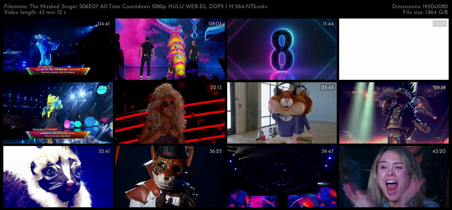 The Masked Singer S06E07 All Time Countdown 1080p HULU WEB DL DDP5 1 H 264 NTb TGx