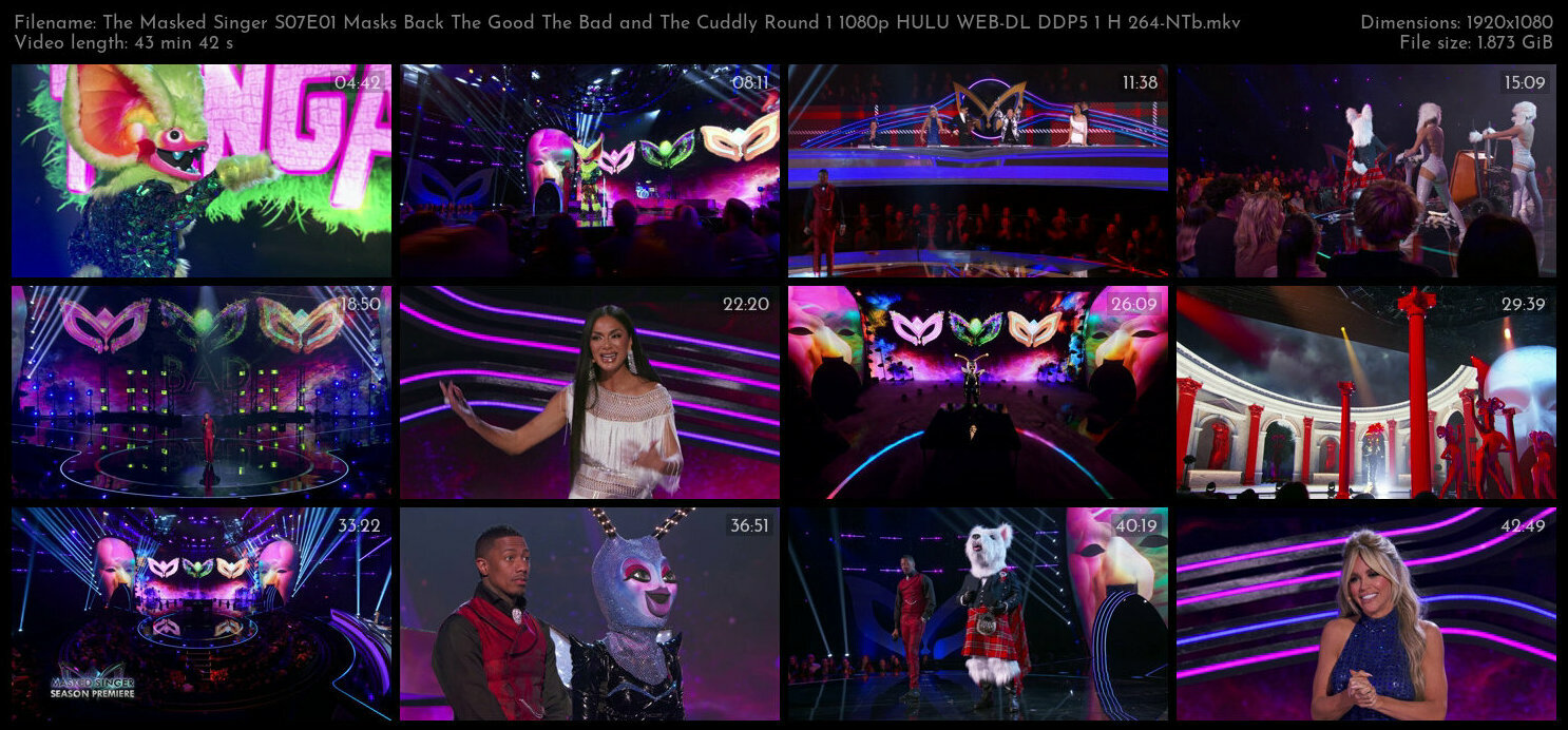The Masked Singer S07E01 Masks Back The Good The Bad and The Cuddly Round 1 1080p HULU WEB DL DDP5 1