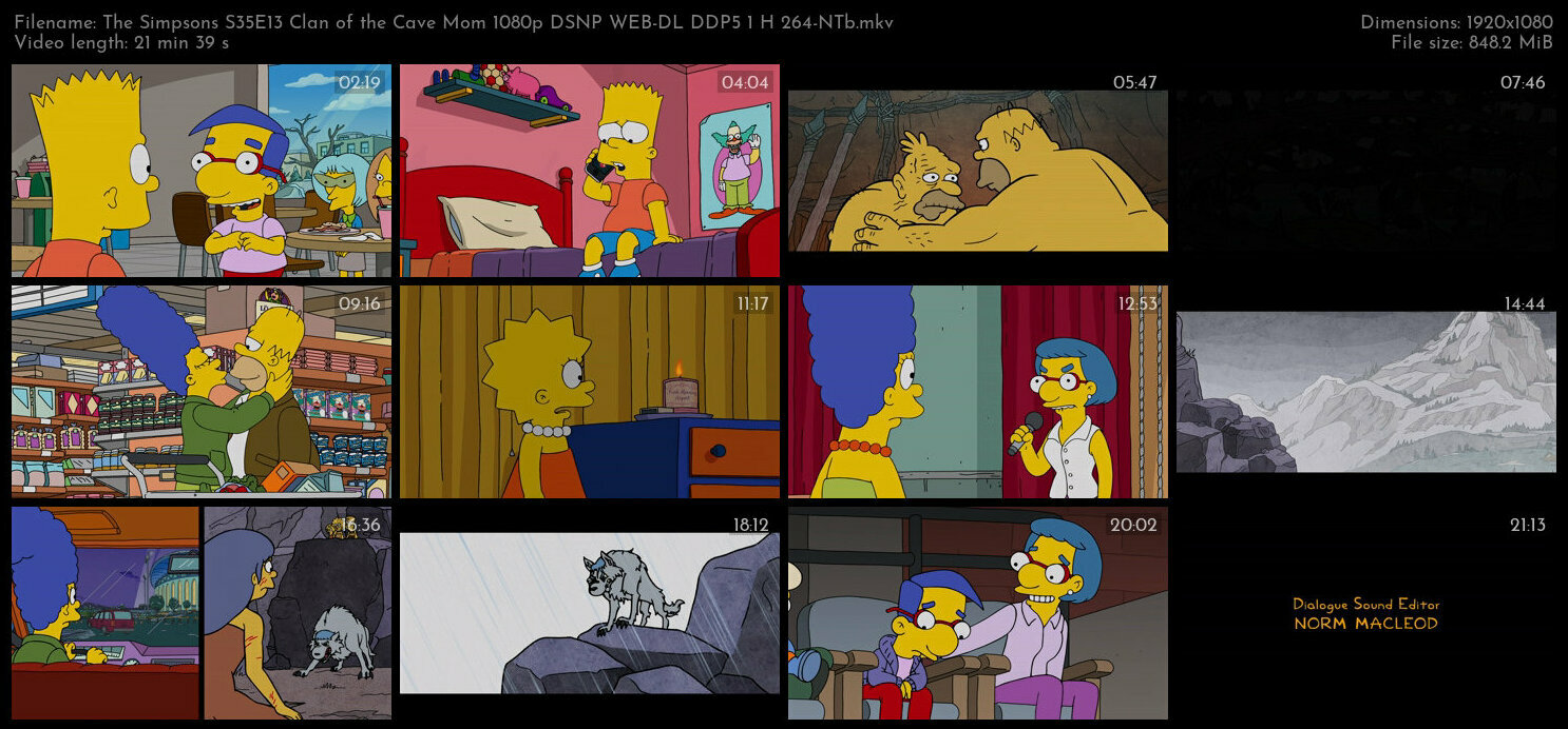 The Simpsons S35E13 Clan of the Cave Mom 1080p DSNP WEB DL DDP5 1 H 264 NTb TGx