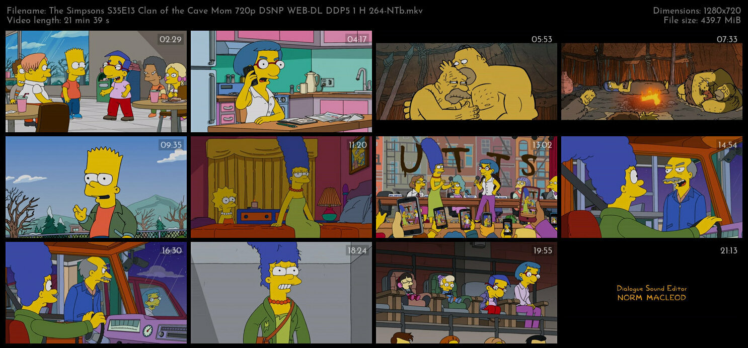 The Simpsons S35E13 Clan of the Cave Mom 720p DSNP WEB DL DDP5 1 H 264 NTb TGx