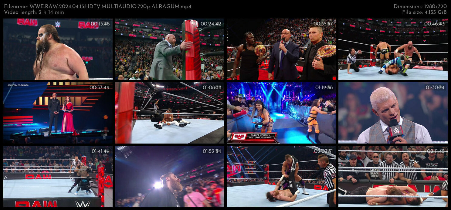 WWE RAW 2024 04 15 HDTV MULTIAUDIO 720p ALRAGUM TGx