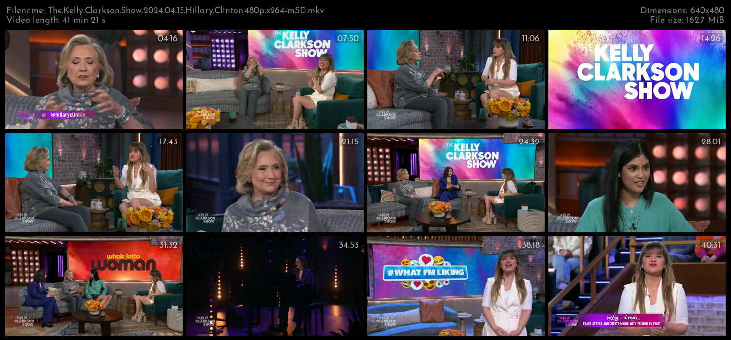 The Kelly Clarkson Show 2024 04 15 Hillary Clinton 480p x264 mSD TGx