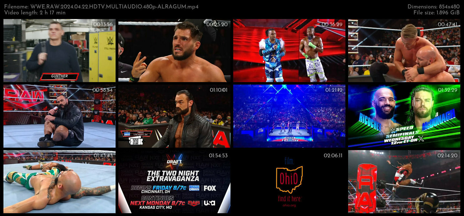 WWE RAW 2024 04 22 HDTV MULTIAUDIO 480p ALRAGUM TGx