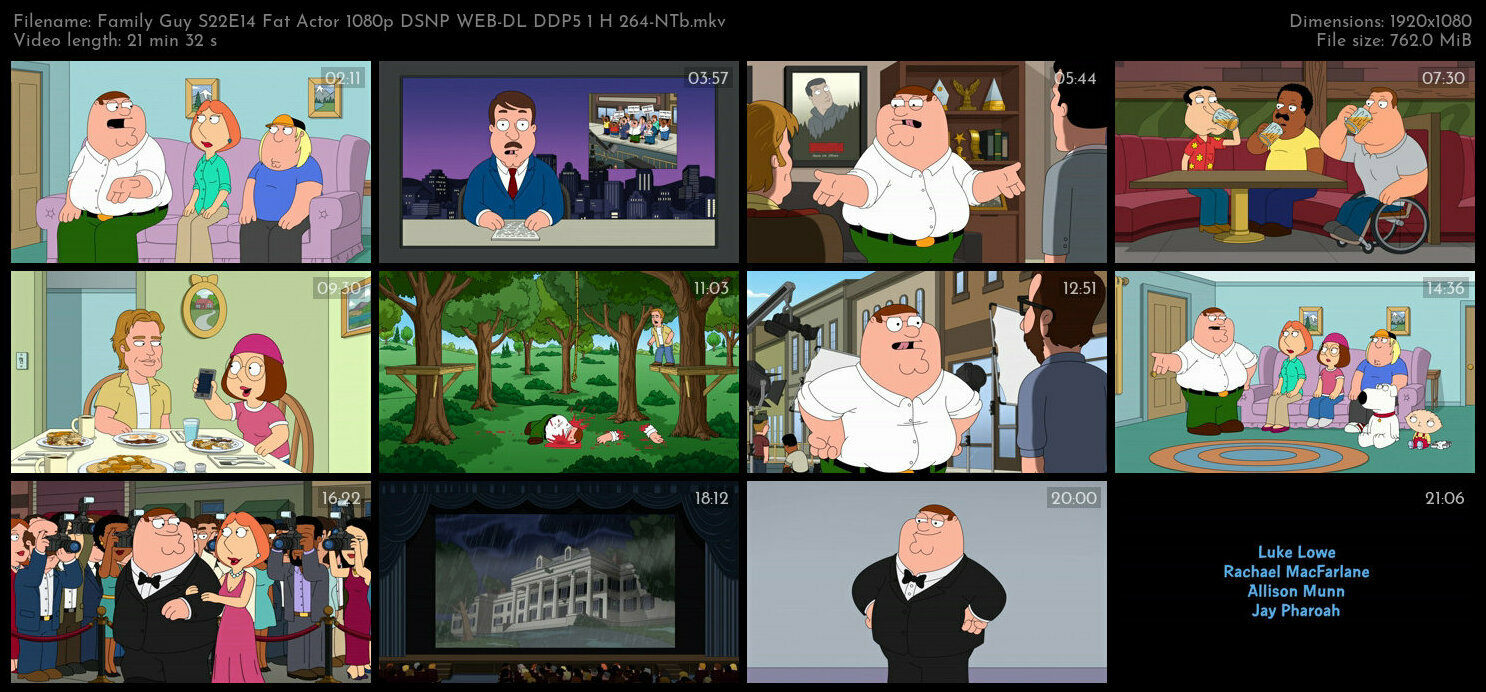 Family Guy S22E14 Fat Actor 1080p DSNP WEB DL DDP5 1 H 264 NTb TGx