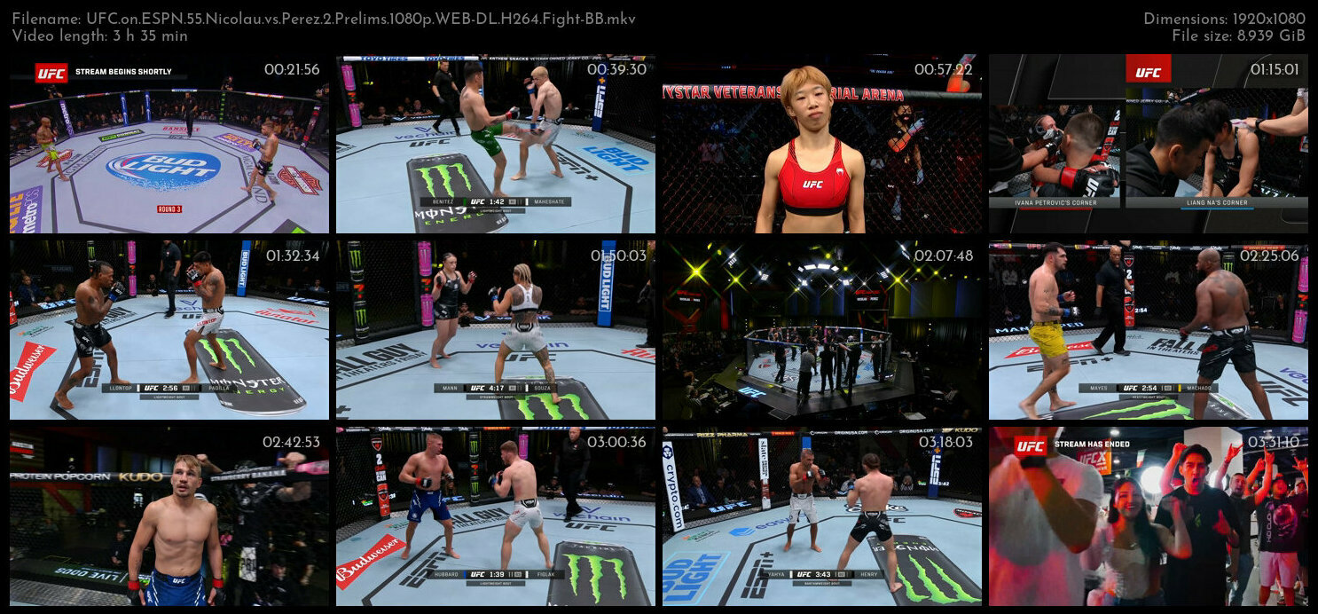 UFC on ESPN 55 Nicolau vs Perez 2 Prelims 1080p WEB DL H264 Fight BB