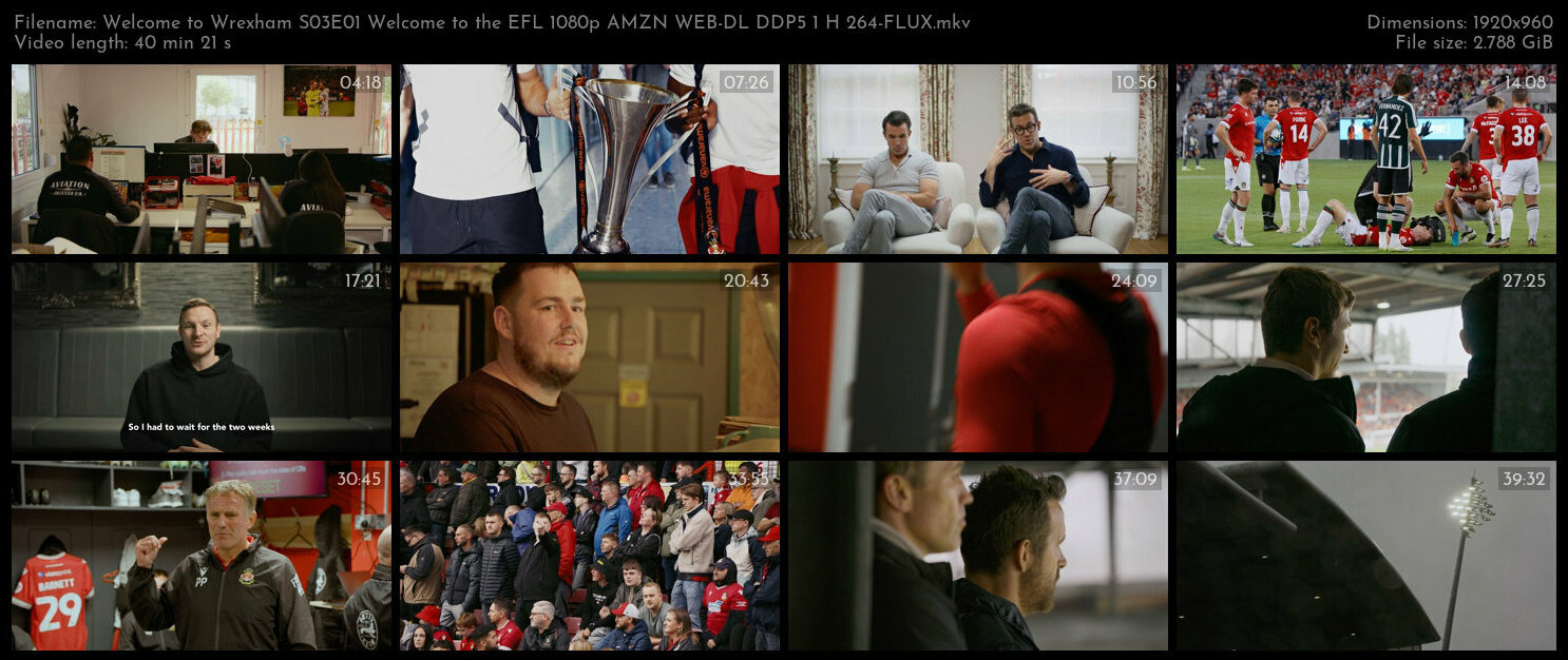 Welcome to Wrexham S03E01 Welcome to the EFL 1080p AMZN WEB DL DDP5 1 H 264 FLUX TGx