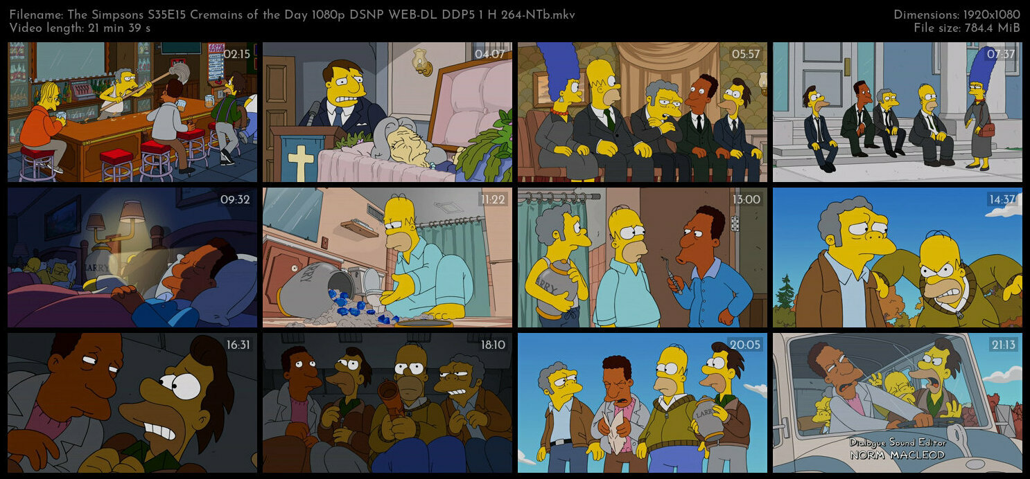 The Simpsons S35E15 Cremains of the Day 1080p DSNP WEB DL DDP5 1 H 264 NTb TGx